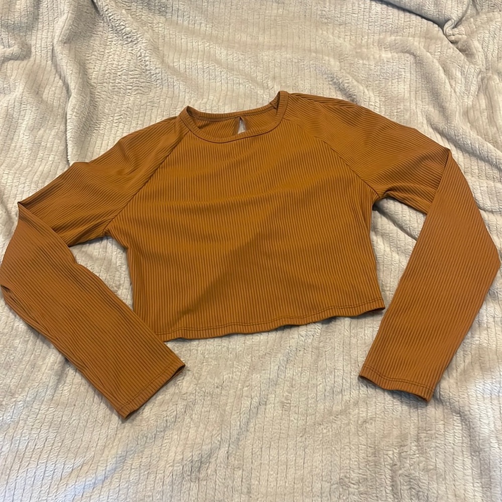 Long sleeve | Tan Cut-out | Crop Top